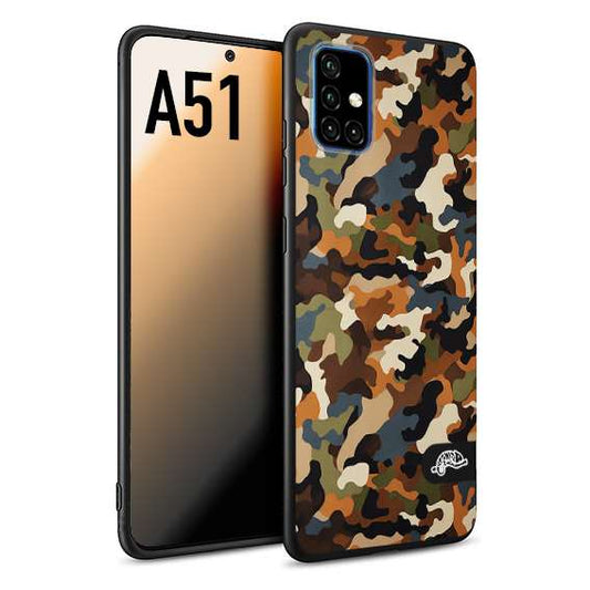 CUSTOMIZZA - Custodia cover nera morbida in tpu compatibile per Samsung A51 camouflage mimetico militare moderno blu marrone beige