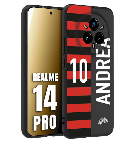 CUSTOMIZZA - Custodia cover nera morbida in tpu compatibile per Realme 14 PRO personalizzata calcio football nome e numero calciatori rossonera