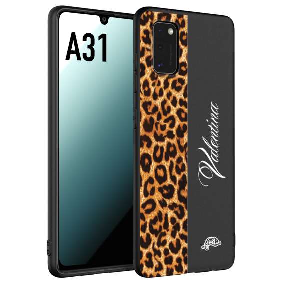 CUSTOMIZZA - Custodia cover nera morbida in tpu compatibile per Samsung A31 custom nome scritta leopardato maculato donna marrone leopard