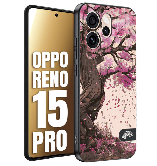 CUSTOMIZZA - Custodia cover nera morbida in tpu compatibile per Oppo Reno 15 PRO giapponese colori morbidi fiori di ciliegio rosa disegnata