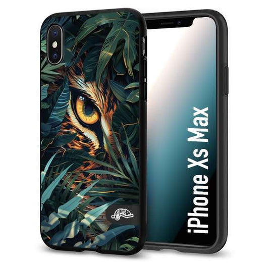 CUSTOMIZZA - Custodia cover nera morbida in tpu compatibile per iPhone Xs Max animali color giungla tropicale occhio di giaguaro felino disegnato