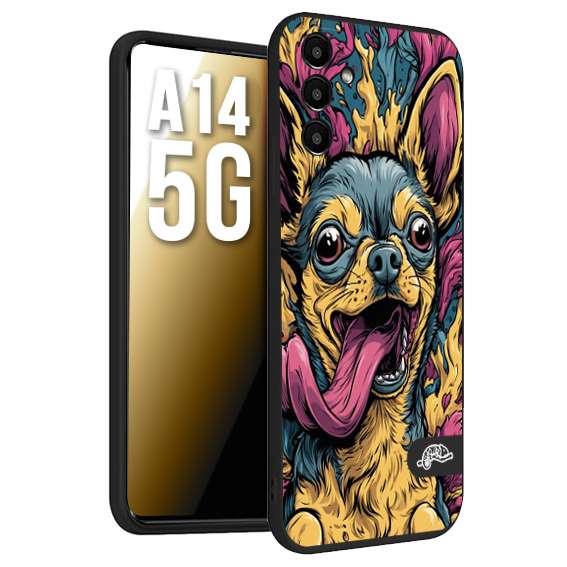 CUSTOMIZZA - Custodia cover nera morbida in tpu compatibile per Samsung A14 5G Chihuahua illustrazione cane pop art cane street art cartone animato