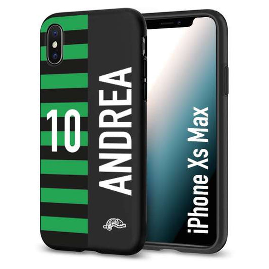 CUSTOMIZZA - Custodia cover nera morbida in tpu compatibile per iPhone Xs Max personalizzata calcio football nome e numero calciatori neroverde