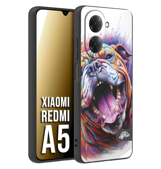 CUSTOMIZZA - Custodia cover nera morbida in tpu compatibile per Xiaomi Redmi A5 animali color bulldog cane dog colori vibranti disegnato schizzo