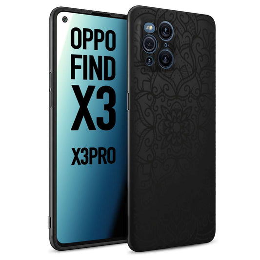 CUSTOMIZZA - Custodia cover nera morbida in tpu compatibile per Oppo Find X3 - Find X3 Pro 5G mandala nero fiore vedo non vedo donna