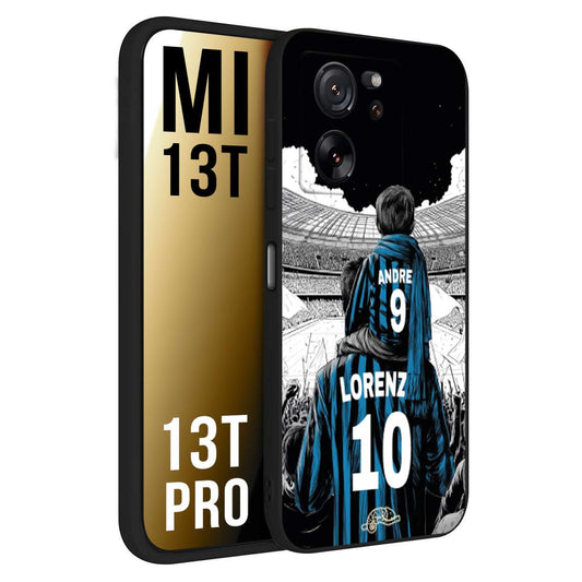 CUSTOMIZZA - Custodia cover nera morbida in tpu compatibile per Xiaomi 13T - 13T PRO personalizzata calcio football padre e figlio calciatori nerazzurra