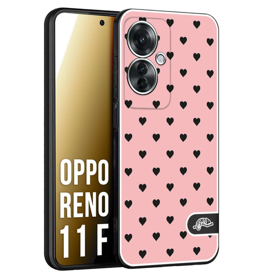 CUSTOMIZZA - Custodia cover nera morbida in tpu compatibile per Oppo Reno 11 F 5G cuori pois rosa donna pin up vintage