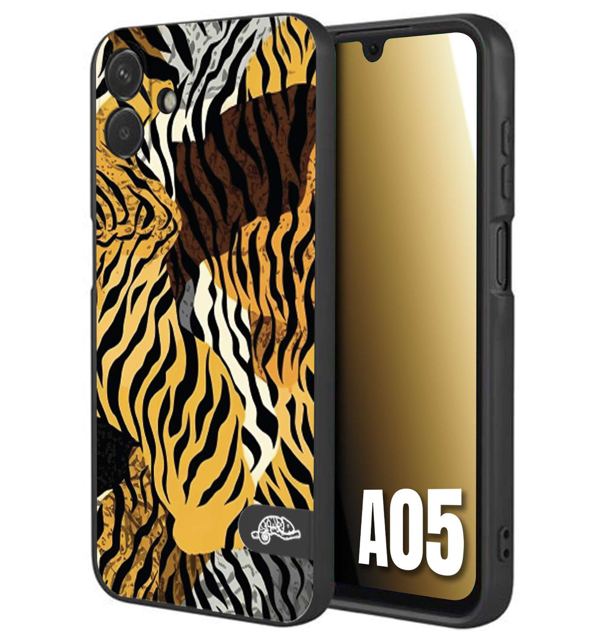 CUSTOMIZZA - Custodia cover nera morbida in tpu compatibile per Samsung A05 leopardato tigrato tiger colorata donna fashion estate