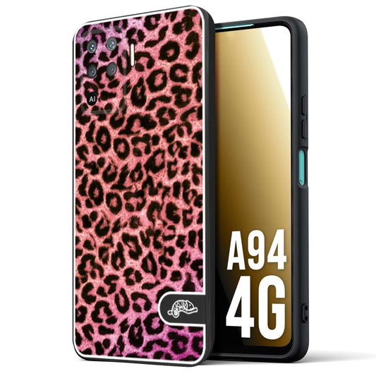 CUSTOMIZZA - Custodia cover nera morbida in tpu compatibile per Oppo A94 4G leopardato maculato donna rosa leopard