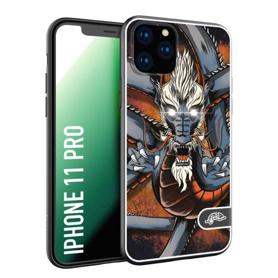 CUSTOMIZZA - Custodia cover nera morbida in tpu compatibile per iPhone 11 PRO drago giapponese tattoo japan dragon