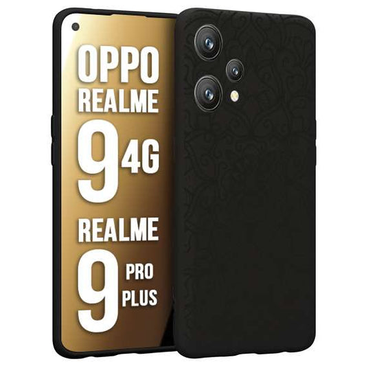 CUSTOMIZZA - Custodia cover nera morbida in tpu compatibile per Realme 9 4G - 9 PRO PLUS mandala nero fiore vedo non vedo donna