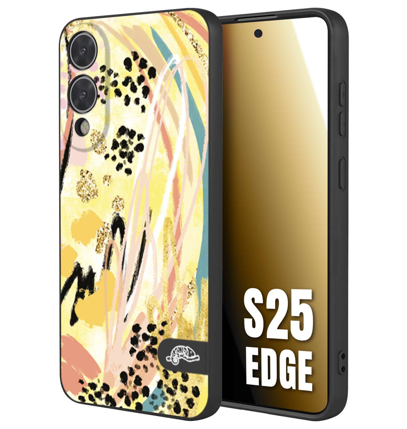 CUSTOMIZZA - Custodia cover nera morbida in tpu compatibile per Samsung S25 EDGE astratti donna flower fantasia estate gialla rosa leopardata