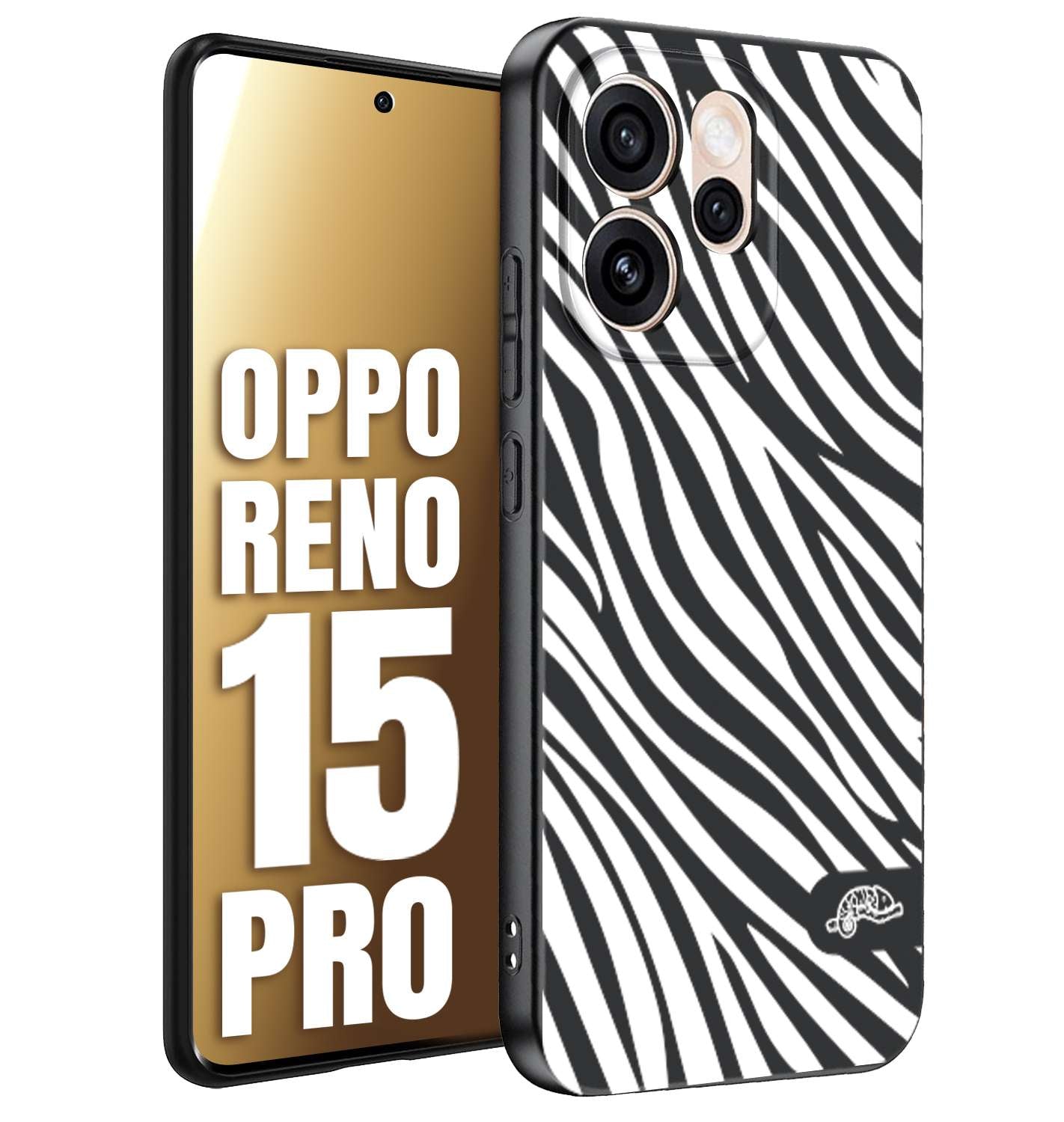 CUSTOMIZZA - Custodia cover nera morbida in tpu compatibile per Oppo Reno 15 PRO zebrata maculata a rilievo soft touch donna bianca