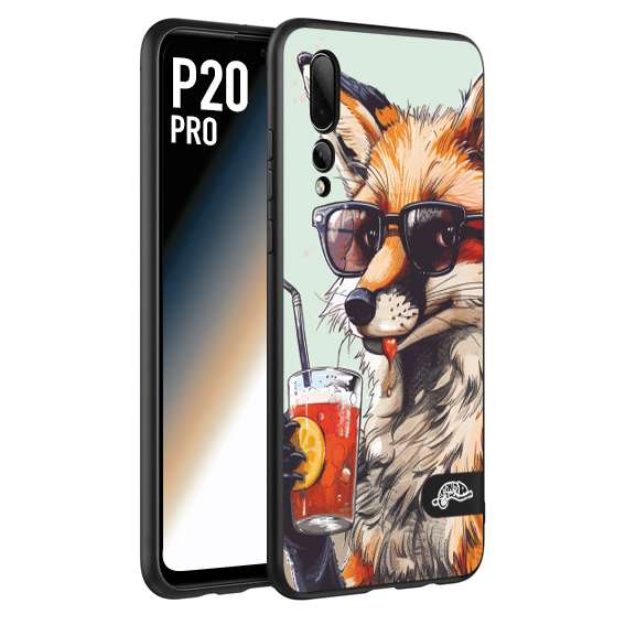 CUSTOMIZZA - Custodia cover nera morbida in tpu compatibile per Huawei P20 PRO estate disegnata cocktails animali simpatici fox volpe negroni