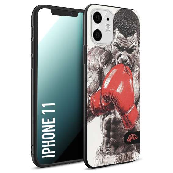 CUSTOMIZZA - Custodia cover nera morbida in tpu compatibile per iPhone 11 pugilato pugili disegno tattoo guantoni box pesi massimi gancio