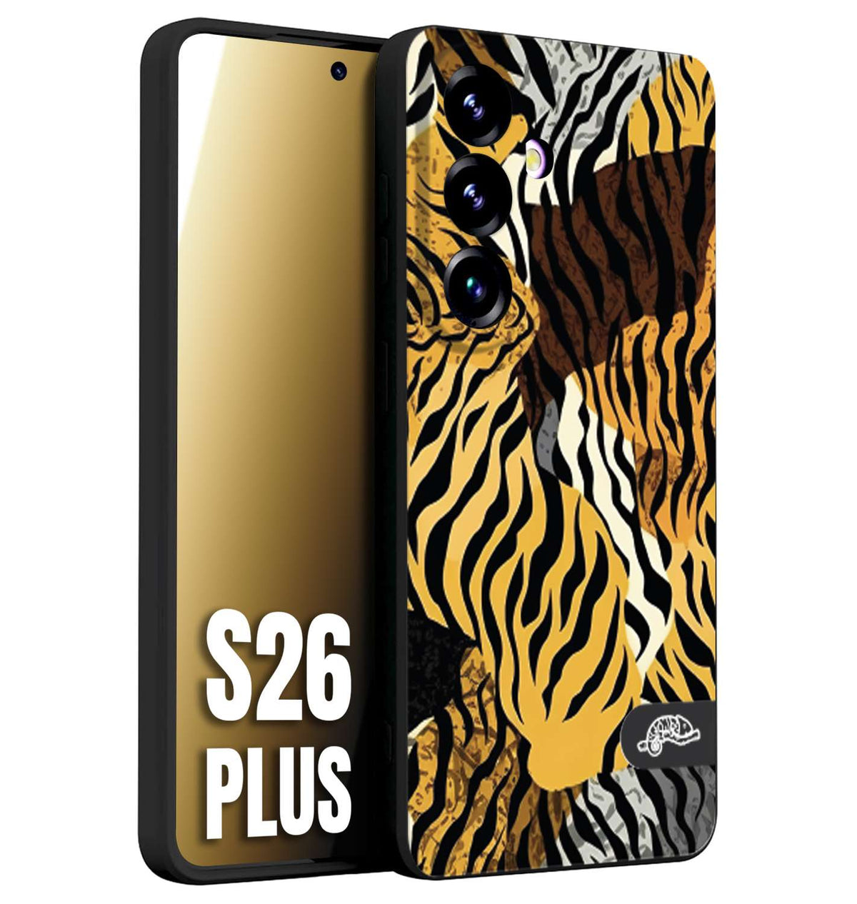 CUSTOMIZZA - Custodia cover nera morbida in tpu compatibile per Samsung S26 PLUS leopardato tigrato tiger colorata donna fashion estate