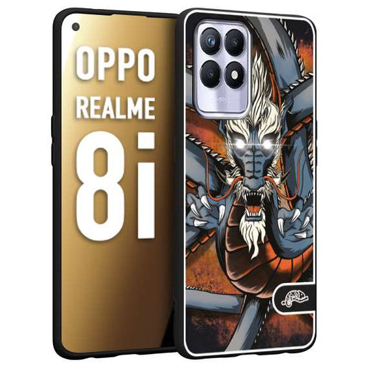 CUSTOMIZZA - Custodia cover nera morbida in tpu compatibile per Oppo Realme 8i drago giapponese tattoo japan dragon