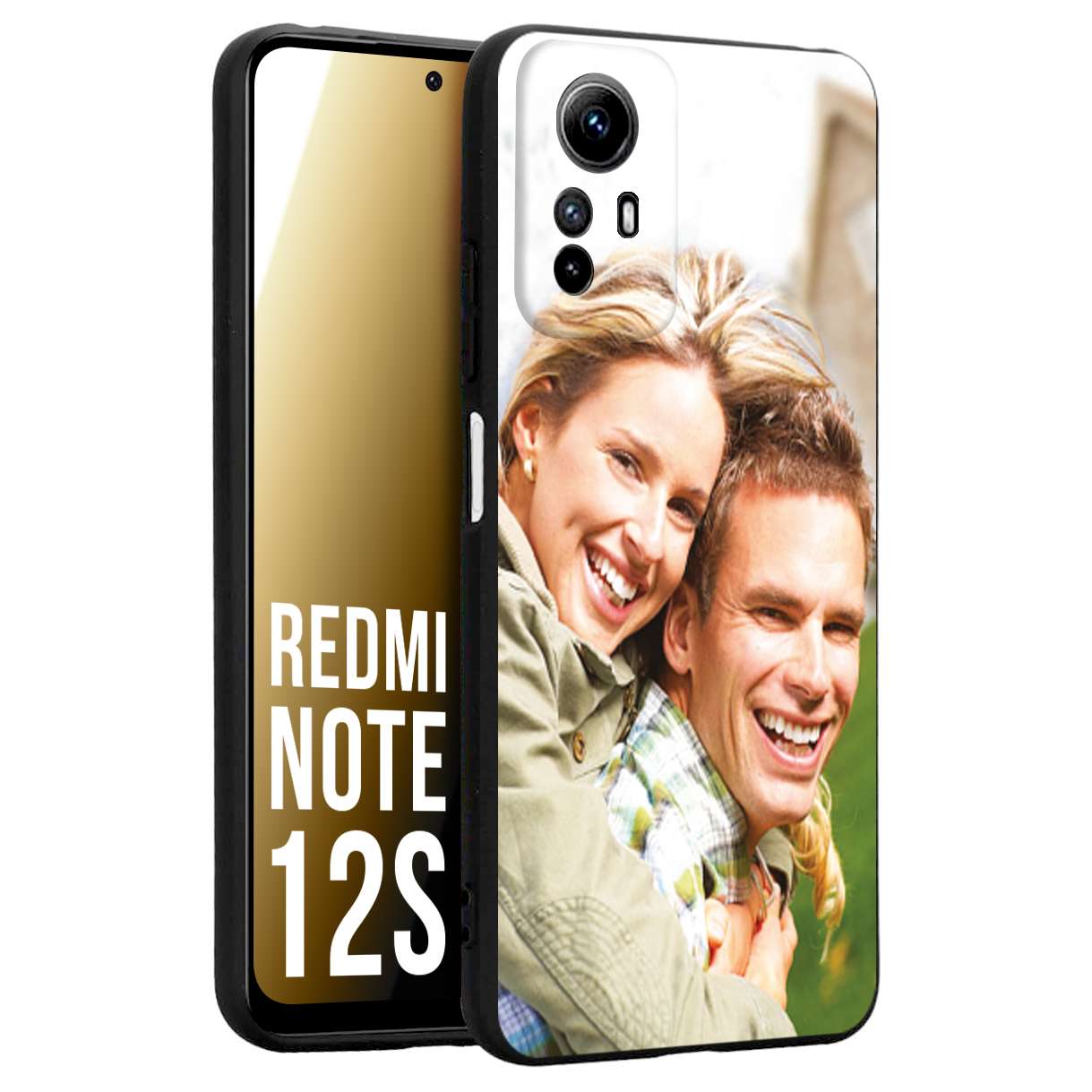 CUSTOMIZZA - Custodia cover nera morbida in tpu compatibile per Xiaomi Redmi Note 12S personalizzata con foto immagine scritta a piacere