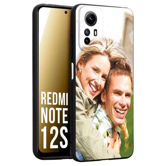 CUSTOMIZZA - Custodia cover nera morbida in tpu compatibile per Xiaomi Redmi Note 12S personalizzata con foto immagine scritta a piacere