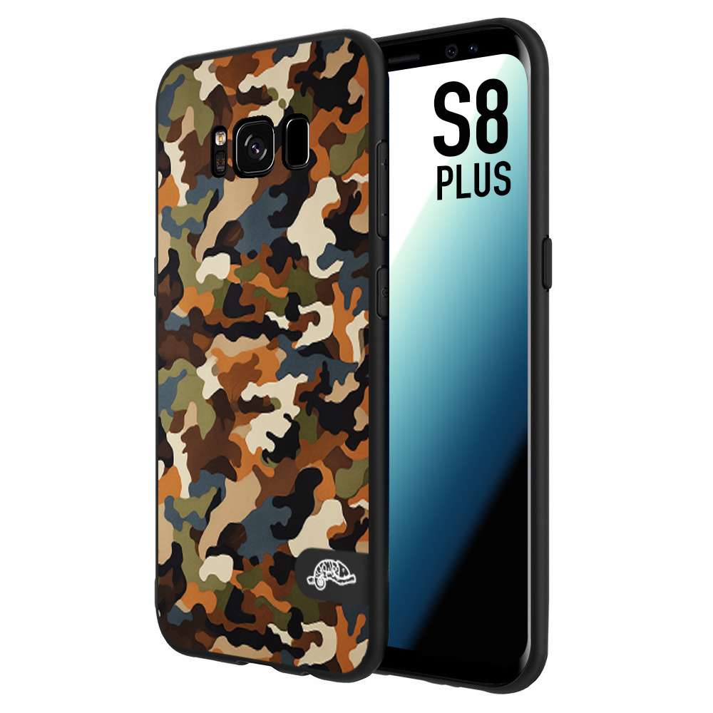 CUSTOMIZZA - Custodia cover nera morbida in tpu compatibile per Samsung S8 PLUS camouflage mimetico militare moderno blu marrone beige