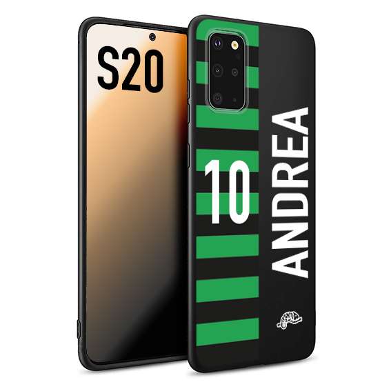 CUSTOMIZZA - Custodia cover nera morbida in tpu compatibile per Samsung S20 personalizzata calcio football nome e numero calciatori neroverde