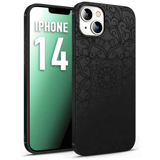 CUSTOMIZZA - Custodia cover nera morbida in tpu compatibile per iPhone 14 mandala nero fiore vedo non vedo donna