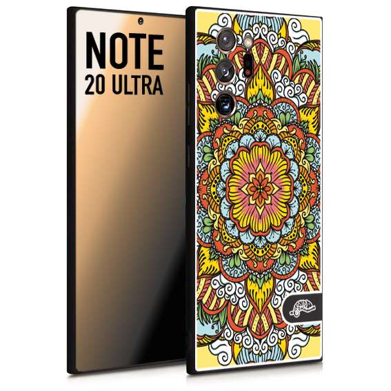 CUSTOMIZZA - Custodia cover nera morbida in tpu compatibile per Samsung NOTE 20 ULTRA mandala colorato fiore nuvole arancione