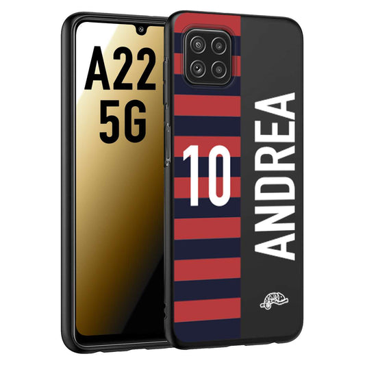 CUSTOMIZZA - Custodia cover nera morbida in tpu compatibile per Samsung A22 5G personalizzata calcio football nome e numero calciatori rossoblu