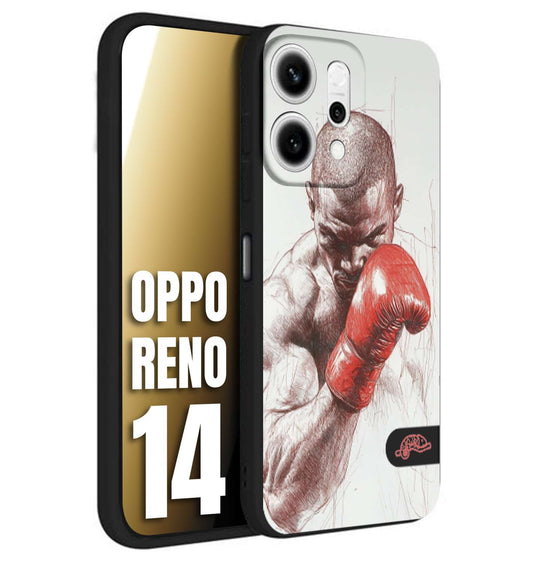 CUSTOMIZZA - Custodia cover nera morbida in tpu compatibile per Oppo Reno 14 pugilato pugili disegno tattoo guantoni box sport primo piano