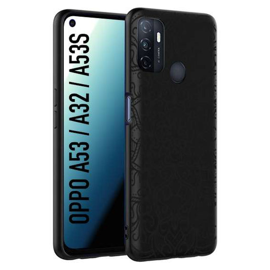 CUSTOMIZZA - Custodia cover nera morbida in tpu compatibile per Oppo A53 - A32 - A53S mandala nero fiore vedo non vedo donna