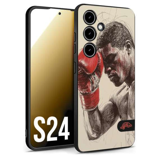 CUSTOMIZZA - Custodia cover nera morbida in tpu compatibile per Samsung S24 pugilato pugili disegno tattoo guantoni boxer pesi massimi