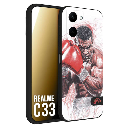 CUSTOMIZZA - Custodia cover nera morbida in tpu compatibile per Realme C33 pugilato pugili disegno tattoo guantoni boxer pesi massimi iron mike