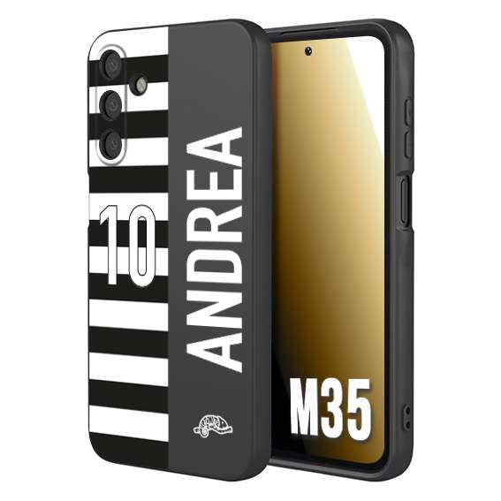 CUSTOMIZZA - Custodia cover nera morbida in tpu compatibile per Samsung M35 personalizzata calcio football nome e numero calciatori bianconera