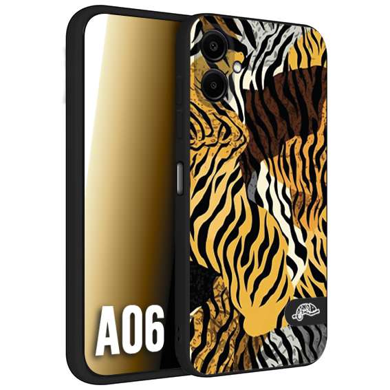 CUSTOMIZZA - Custodia cover nera morbida in tpu compatibile per Samsung A06 leopardato tigrato tiger colorata donna fashion estate