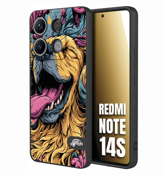 CUSTOMIZZA - Custodia cover nera morbida in tpu compatibile per Xiaomi Redmi Note 14S Golden Retriever illustrazione cane pop art cane street art cartone animato