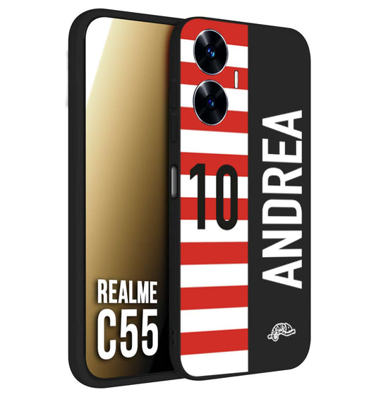 CUSTOMIZZA - Custodia cover nera morbida in tpu compatibile per Oppo C55 personalizzata calcio football nome e numero calciatori bianco rossa