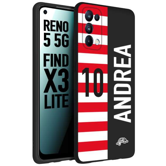 CUSTOMIZZA - Custodia cover nera morbida in tpu compatibile per Oppo Reno 5 5G personalizzata calcio football nome e numero calciatori bianco rossa