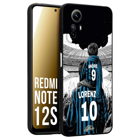 CUSTOMIZZA - Custodia cover nera morbida in tpu compatibile per Xiaomi Redmi Note 12S personalizzata calcio football padre e figlio calciatori nerazzurra