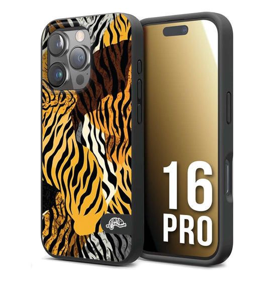 CUSTOMIZZA - Custodia cover nera morbida in tpu compatibile per iPhone 16 PRO leopardato tigrato tiger colorata donna fashion estate