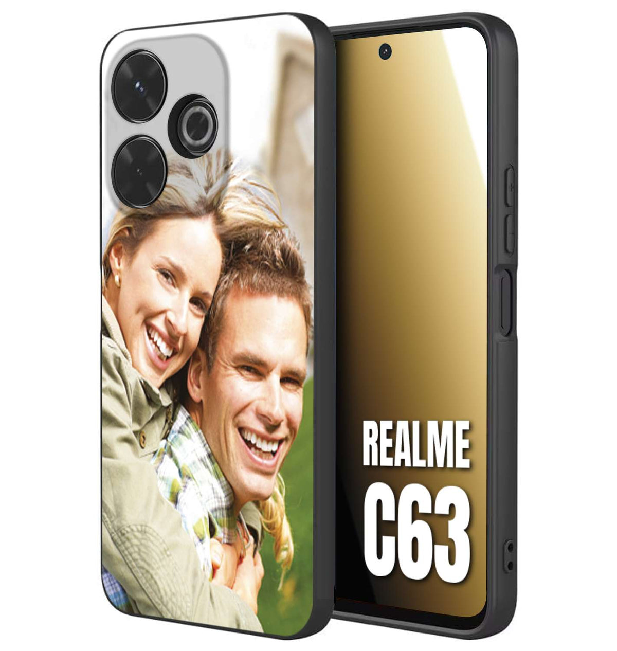 CUSTOMIZZA - Custodia cover nera morbida in tpu compatibile per Realme C63 personalizzata con foto immagine scritta a piacere