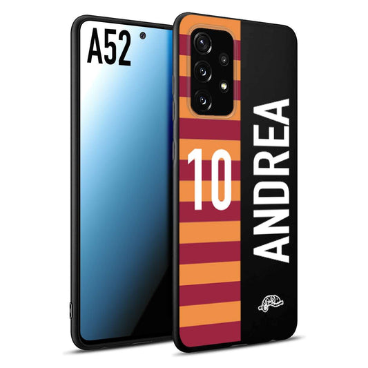 CUSTOMIZZA - Custodia cover nera morbida in tpu compatibile per Samsung A52 personalizzata calcio football nome e numero calciatori giallo rossi