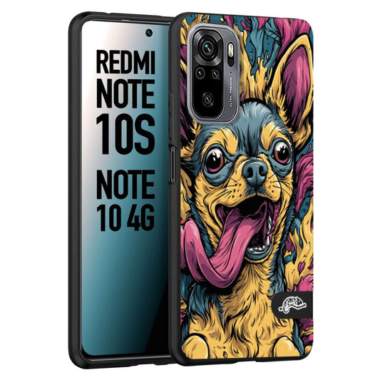 CUSTOMIZZA - Custodia cover nera morbida in tpu compatibile per Xiaomi Redmi Note 10S Chihuahua illustrazione cane pop art cane street art cartone animato