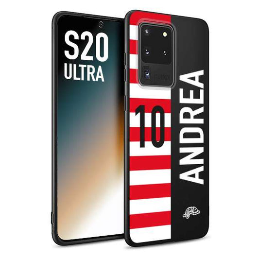 CUSTOMIZZA - Custodia cover nera morbida in tpu compatibile per Samsung S20 ULTRA personalizzata calcio football nome e numero calciatori bianco rossa