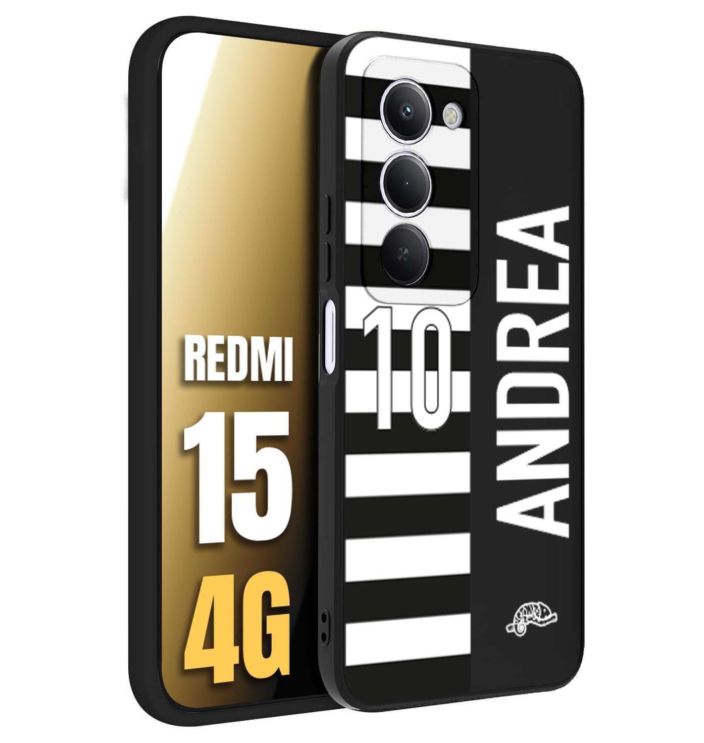 CUSTOMIZZA - Custodia cover nera morbida in tpu compatibile per Xiaomi Redmi 15 4G personalizzata calcio football nome e numero calciatori bianconera