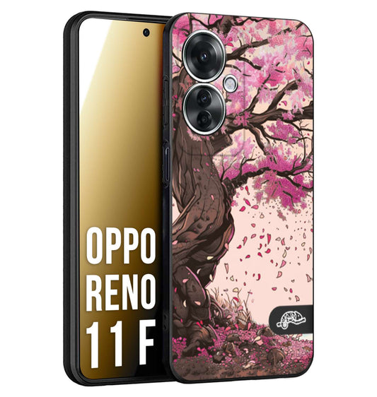 CUSTOMIZZA - Custodia cover nera morbida in tpu compatibile per Oppo Reno 11 F 5G giapponese colori morbidi fiori di ciliegio rosa disegnata