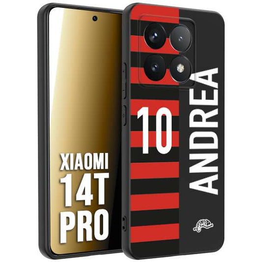 CUSTOMIZZA - Custodia cover nera morbida in tpu compatibile per Xiaomi 14T PRO personalizzata calcio football nome e numero calciatori rossonera