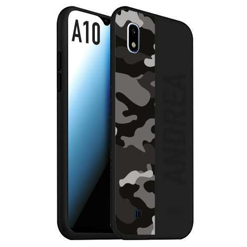 CUSTOMIZZA - Custodia cover nera morbida in tpu compatibile per Samsung A10 camouflage mimetico militare personalizzata nome