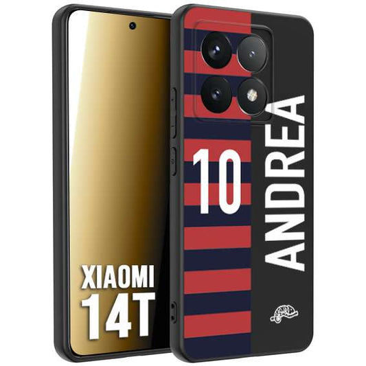 CUSTOMIZZA - Custodia cover nera morbida in tpu compatibile per Xiaomi 14T personalizzata calcio football nome e numero calciatori rossoblu