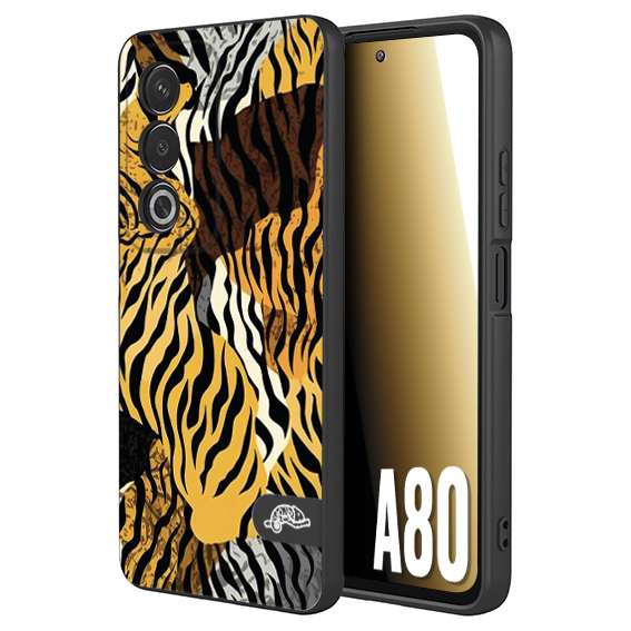 CUSTOMIZZA - Custodia cover nera morbida in tpu compatibile per Oppo A80 leopardato tigrato tiger colorata donna fashion estate