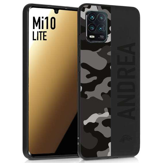 CUSTOMIZZA - Custodia cover nera morbida in tpu compatibile per Xiaomi Mi 10 LITE camouflage mimetico militare personalizzata nome